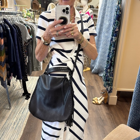 All Saints Black Pebbled Leather Mori Convertible Shoulder Bag /Satchel - Picture 9 of 16